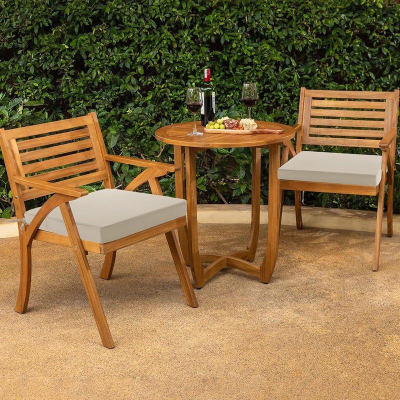 Summsun Outdoor Chair Cushions Set of 2: Waterproof & Fade Resistant Seat Cushion for Patio Furniture - 19 x 19 x 2 Inch Chair Pads with Ties and Hidden Zipper - Patio Chair Cushion Replacement, Beige - Image 2
